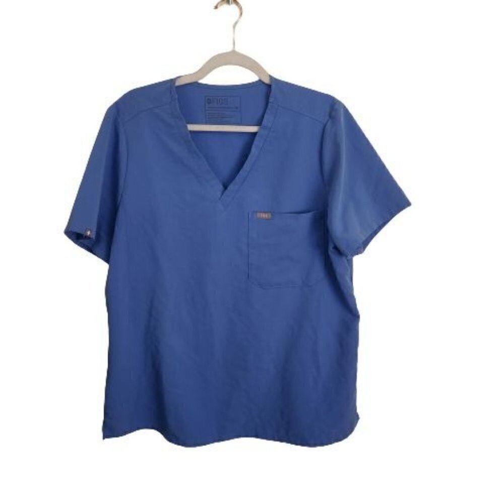 Figs Catarina One Pocket Scrub Top Ceil Blue Size XL